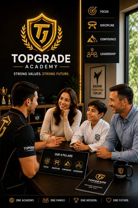A parent and child at the academy