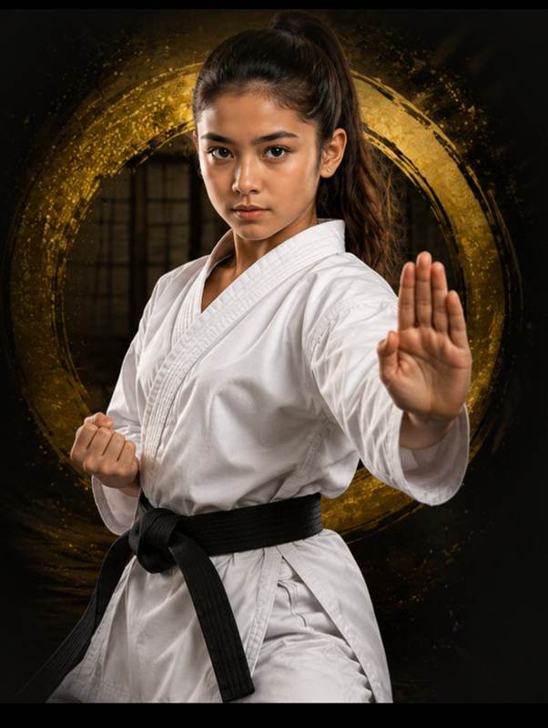 A student holding a controlled guard position