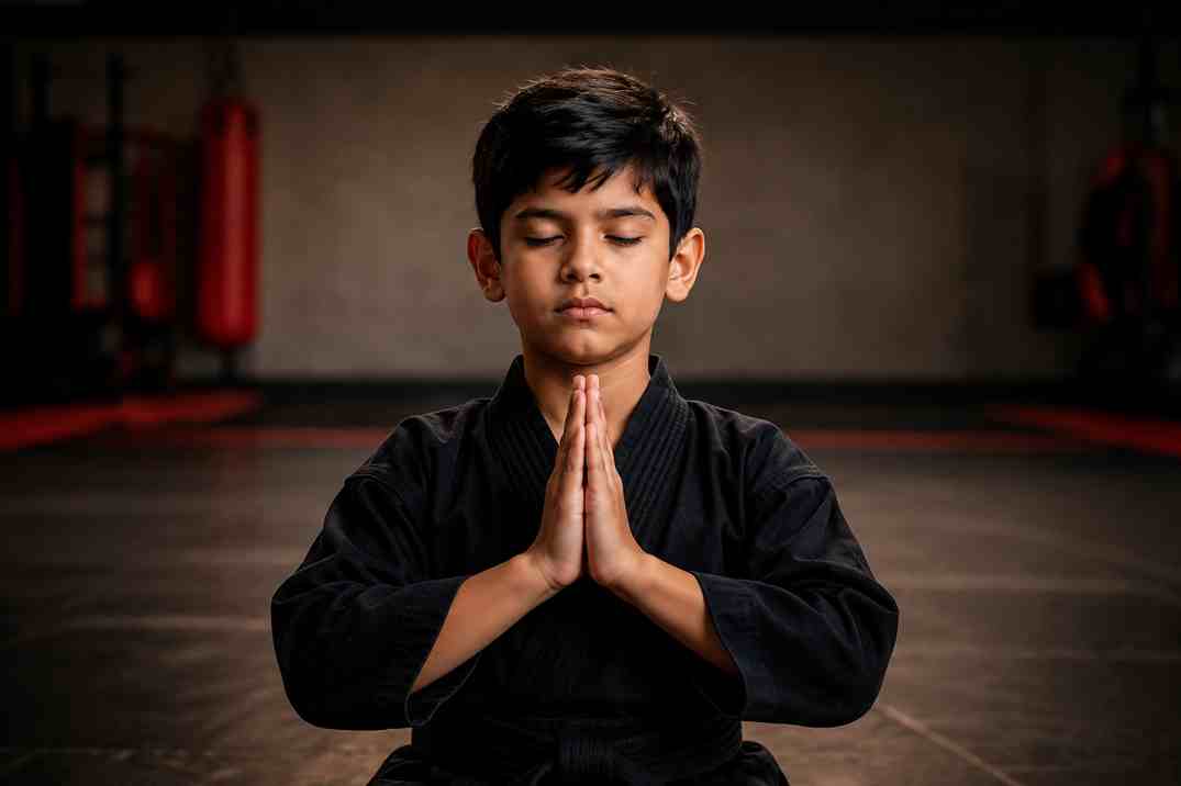 A student composing themselves before training